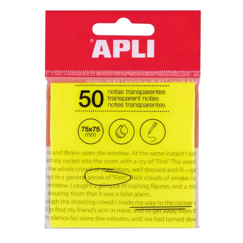 Blok Apli samoljepljivi 75x75mm žuti transparent 50L 19569-0