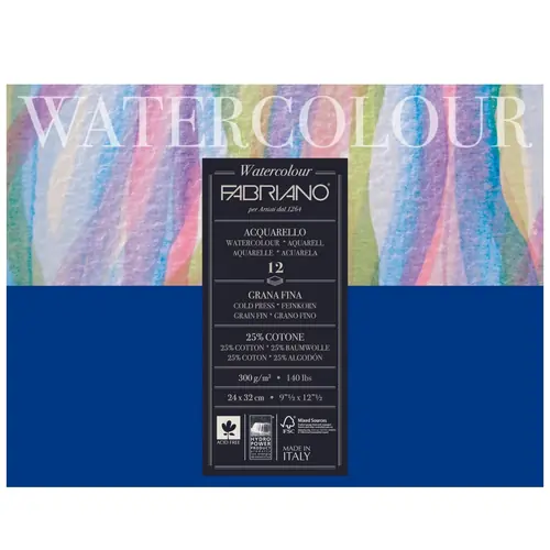 Block Fabriano watercolor gf 24x32 300g 12sh 17312432-0