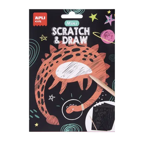 Mini scratch & draw Apli Dinosaurs-space 19260-0
