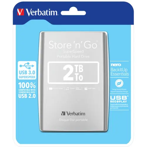 Externi hard disk Verbatim USB 3.0 2,5" 2Tb silver #53189-0