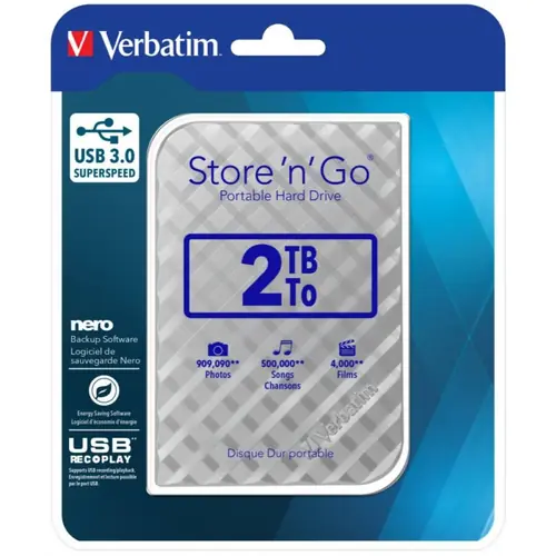 Externi hard disk Verbatim USB 3.0 2,5" gen2 2Tb srebrni #53198-0