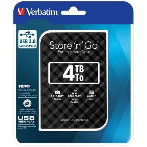 Externi hard disk Verbatim Store'n'Go 2.5" (6.35mm) Gen2 4Tb USB 3.0 crni-0