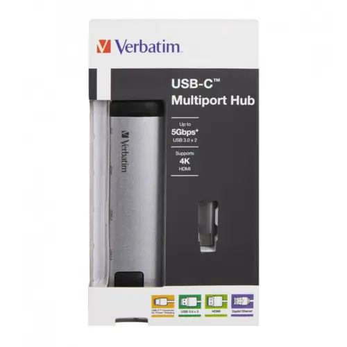Hub Verbatim #49141 USB-C multport hub USB 3.1 Gen1 USB 3.0x2/HDMI/RJ-45-0
