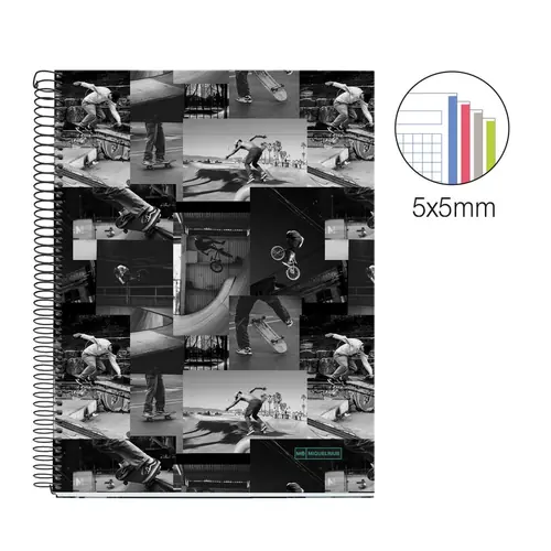 Notebook Miquelrius A4 70g 140sh spiral cube Extra rigid cardboard lifestyle skate park MR4195-1