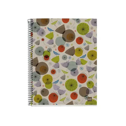 Kolegij blok Miquelrius A4 80g 120L spiralni crte ecobirds motiv ptice i cvijeće 2959-0