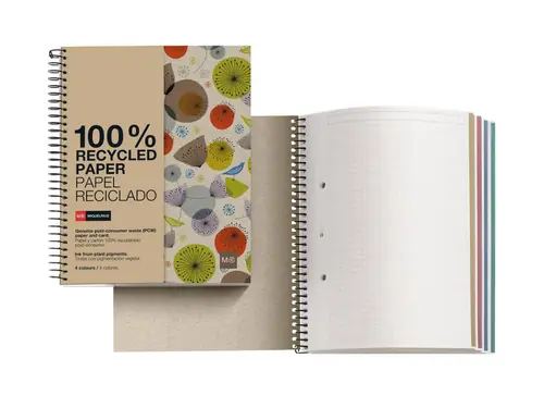 Kolegij blok Miquelrius A4 80g 120L spiralni crte ecobirds motiv ptice i cvijeće 2959-1