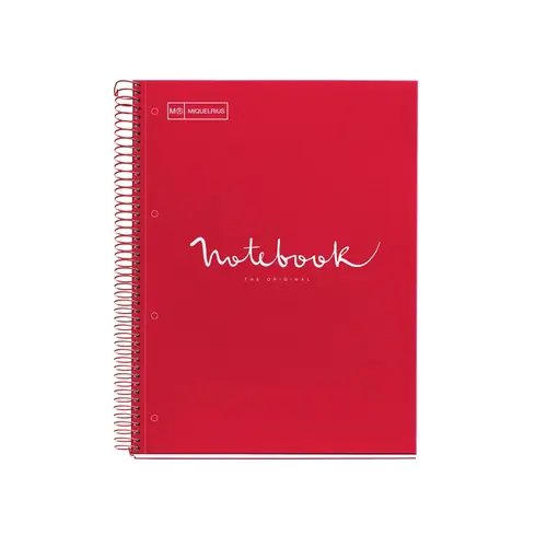 Notebook Miquelrius A4 90g 80sh spiral line Extra rigid cardboard emotions red MR48822-0