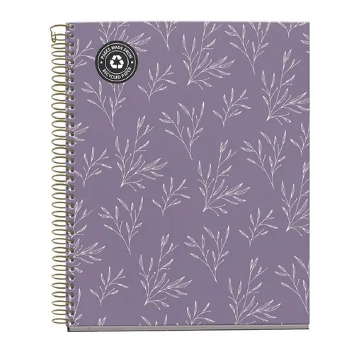 Notebook Miquelrius A5 70g 120sh spiral line Extra rigid cardboard lifestyle purple garden MR48234-0