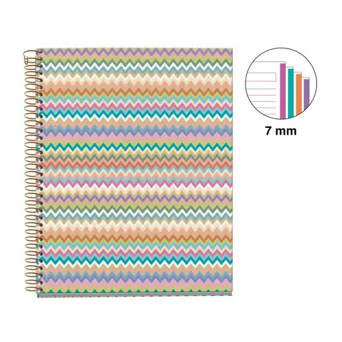 Notebook Miquelrius A5 70g 120sh spiral line Extra rigid cardboard zig zag mallorca MR4186-1