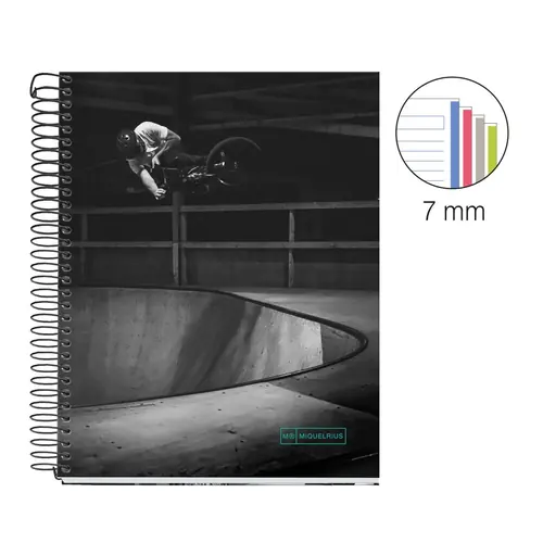 Notebook Miquelrius A5 70g 140sh spiral line Extra rigid cardboard lifestyle skate park MR4198-0