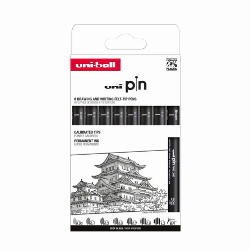 Marker Uni pin set Classic 0,03/0,1/0,3/0,5/0,7/0,9/1,2/BR mm crni 8/1-0