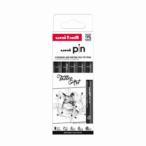 Marker Uni pin set Tattoo art 0,1/0,2/0,7/BR/CS3 mm crni 5/1-0
