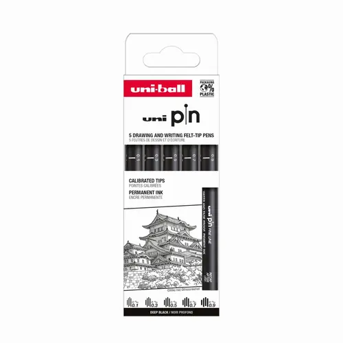 Marker Uni pin set Classic 0,1/0,3/0,5/0,7/0,9 mm crni 5/1-0