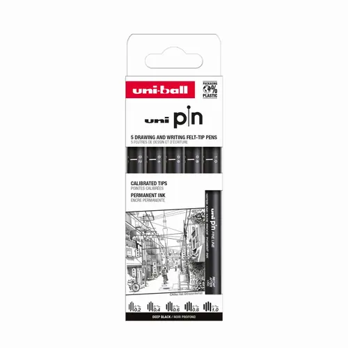 Marker Uni pin set Classic 0,2/0,4/0,6/0,8/1,0 mm crni 5/1-0
