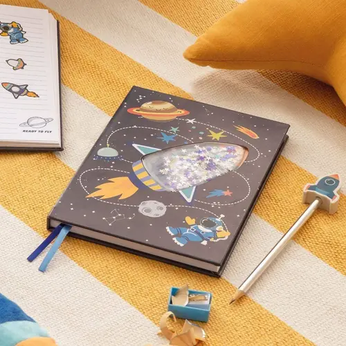 Notebook Miquelrius A5 80g 80sh glitter rocket My space MR8097-2