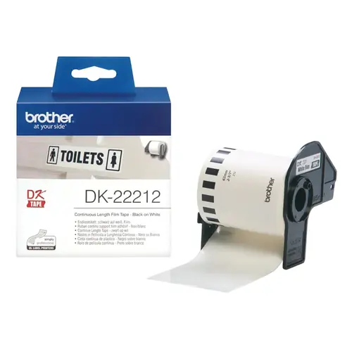 Brother DK-22212 white roll with black print - width 62 mm, length 15.24 m-0