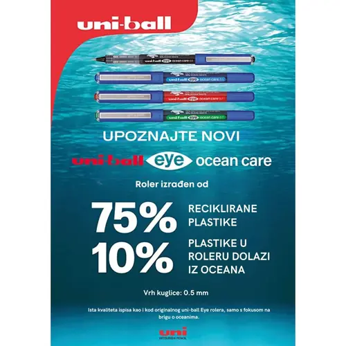 Roler Uni ub-150ROP (0.5) eye crveni Ocean Care reciklirani Eco-1
