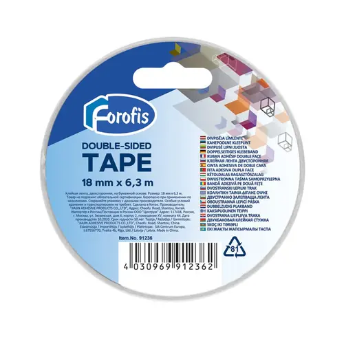 Traka ljepljiva Forofis obostrana 18mmx6,3m 80mic 91236-0