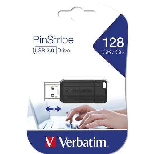 USB stick Verbatim 2.0 #49071 128Gb pinstripe black-0