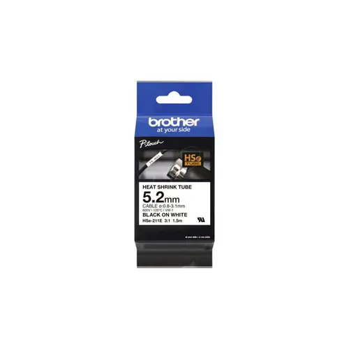 Vrpca Brother p-touch HSE211E 5,2mm black /white-0