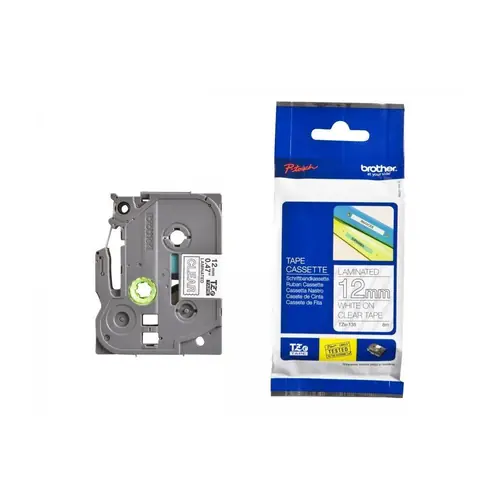 Vrpca Brother p-touch TZE135 12mm white/clear-0