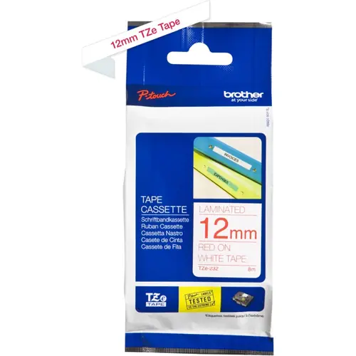 Vrpca Brother p-touch TZE232 12mm white/red-0