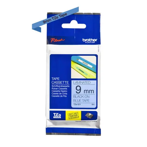 Vrpca Brother p-touch  TZE521 9mm black/blue-0