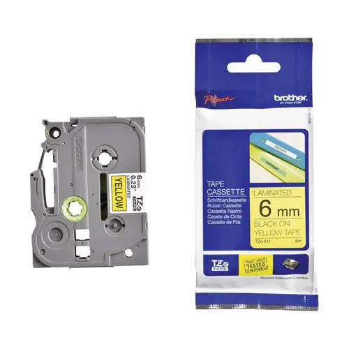 Vrpca Brother p-touch TZE611 6mm yellow/black-0