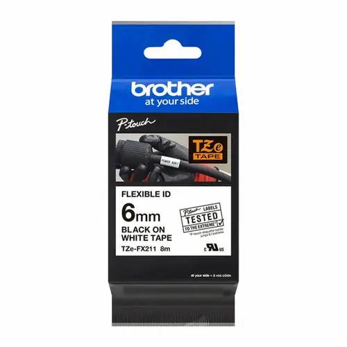 Vrpca Brother p-touch TZEFX211 6mm black/white-0