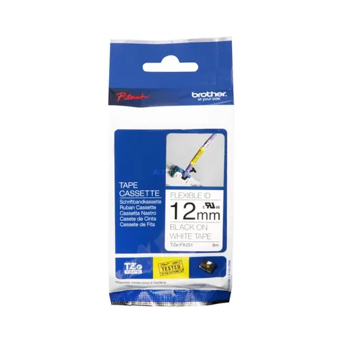 Vrpca Brother p-touch TZEFX231 12mm white/black-0