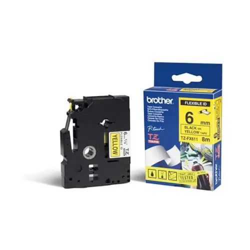 Vrpca Brother p-touch TZEFX611 6mm black/yellow-0