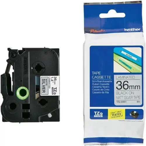 Ribbon Brother p-touch TZEM961 36mm silver/black-0
