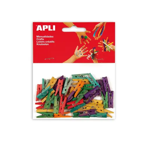 Štipaljke Apli 25x3mm mini drvene u boji 45/1 13479-0