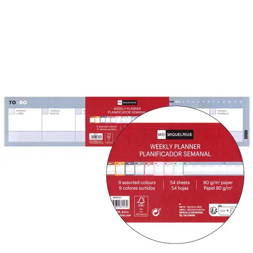 Planer tjedni Miquelrius 80g 54L 9 boja ToDo kolekcija sortirano MR28157-1