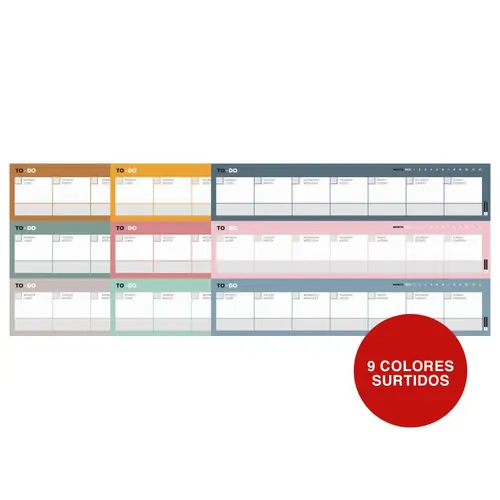 Planer tjedni Miquelrius 80g 54L 9 boja ToDo kolekcija sortirano MR28157-2