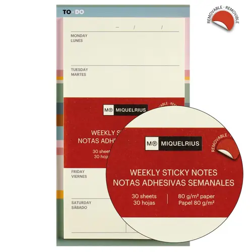 Planner weekly with sticky notes Miquelrius 80g 30sh ToDo collection MR28162-1