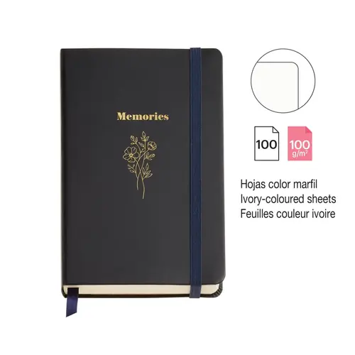 Dnevnik Miquelrius British Bouquet 90x140mm 100g čist crni s zlatnim natpisom MR8240-2