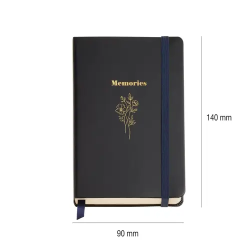 Dnevnik Miquelrius British Bouquet 90x140mm 100g čist crni s zlatnim natpisom MR8240-3