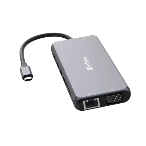 Hub Verbatim CMH-14 #32154 USB-C Pro, 14 priključaka, 2x HDMI/VGA/RJ45/3x USB-A 3.2 Gen1/USB-C 3.2 Gen1/2x USB-A 2.0/SD/microSD/Audio/USB-C-1