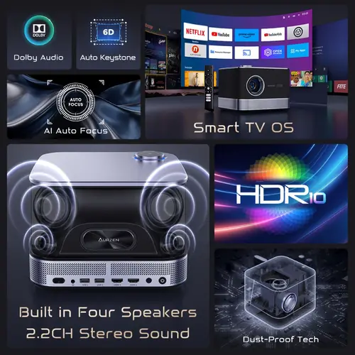 Projektor Vankyo Aurzen BOOM 3 - FHD 1080P, 500 ANSI, Smart OS, Dolby Audio-3