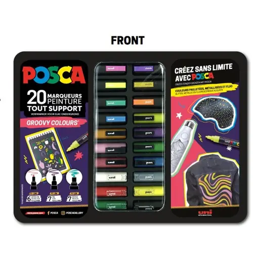 Uni set marker Posca pc-1mc/6 colors, pc-3mc/7 colors, pc-5m/7 colors groovy colors 20/1-0