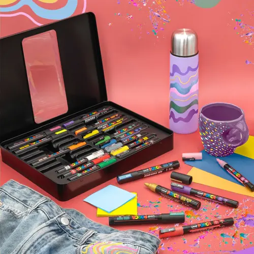 Uni set marker Posca pc-1mc/6 colors, pc-3mc/7 colors, pc-5m/7 colors groovy colors 20/1-2