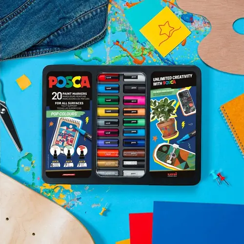 Marker Uni gift set Posca u metalnoj kutiji (mix pc-1m/ pc-3m/pc-5m) pop colours 20/1 302422187-2