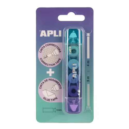 Corrector and glue roller Apli blue 20013-0