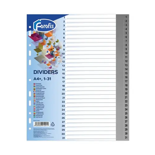 Pregrada plastična Forofis A4+ brojevi 1-31 siva PP 91291-0