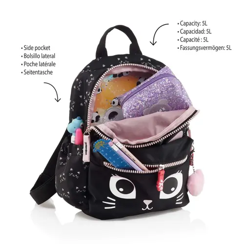 Ruksak mini Miquelrius Back2Fun 2 odjeljka kitten crni 5L MR19364-4