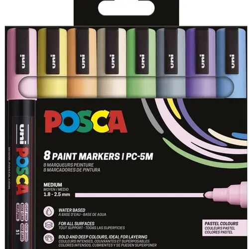Uni pak marker Posca pc-5m pastel colors 8/1 plastic free packaging-0