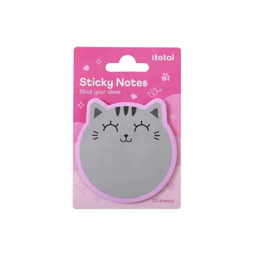 Blok samoljepivi iTotal 7x7,8cm Cat sivi XL3104-0