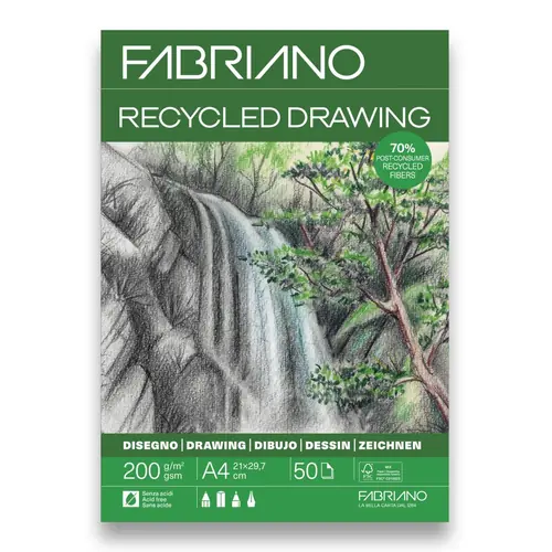 Blok Fabriano reciklirani 21x29,7 (A4) 200g 50L ljepljeni top side 19100759-0