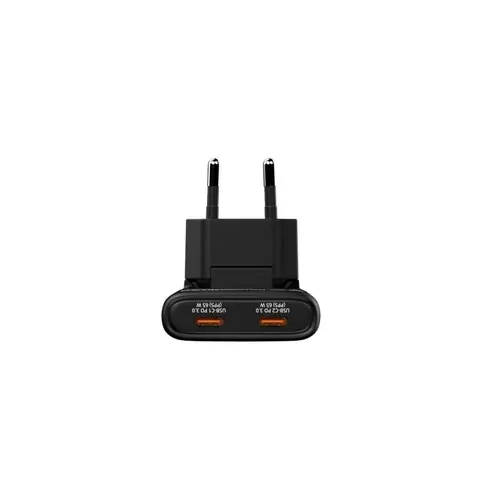 Punjač zidni Verbatim GaN #32354 Fold'n'Go 65W sa sklopivim utikačem, 2xUSB-C PD (EU), crni-2